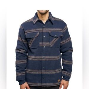 Jachs Mens Shirt Jacket Blue Striped Shacket Pockets Heavyweight Large